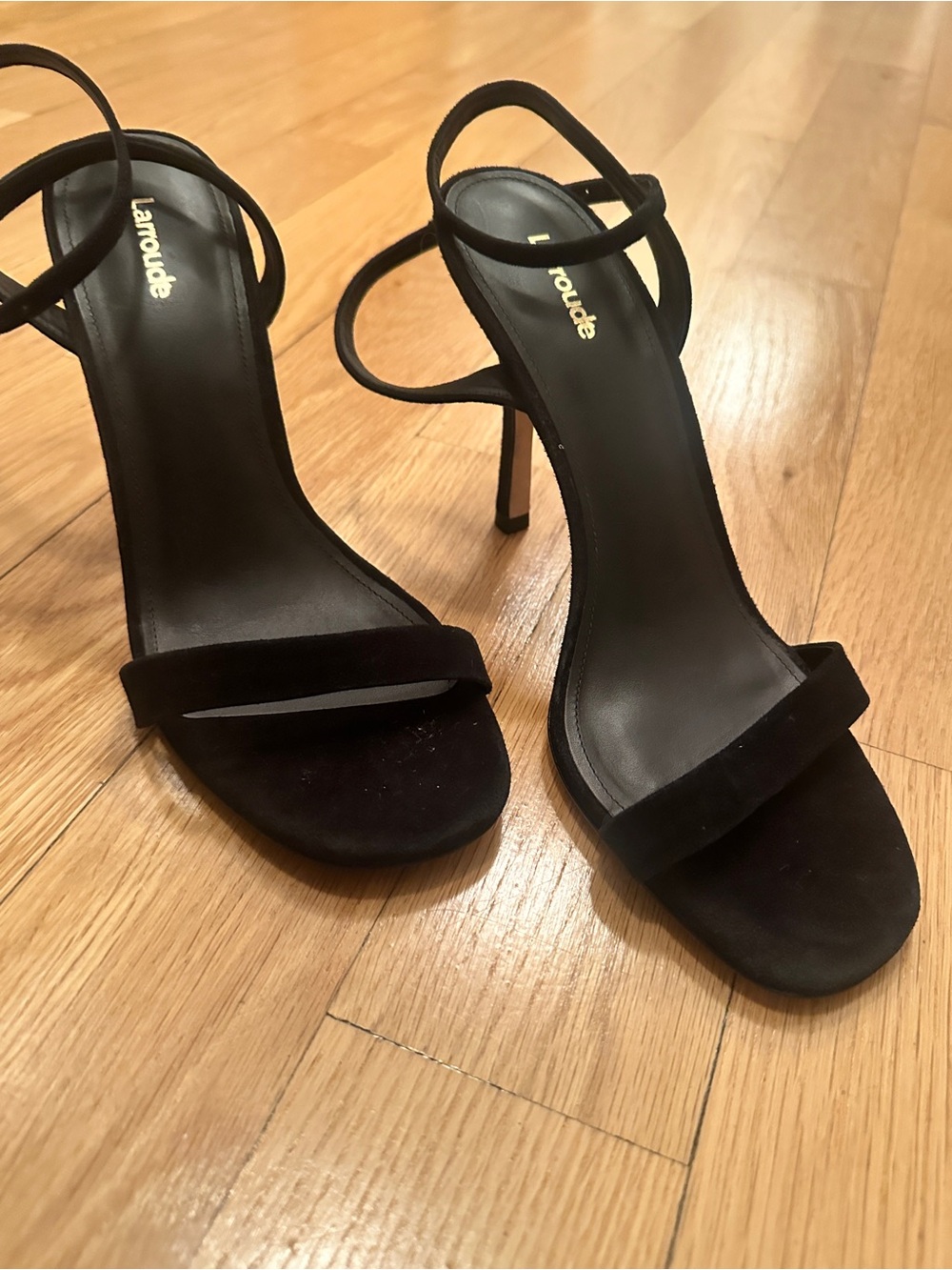 Larroude Black Strappy Stiletto Sandals size 9.5
